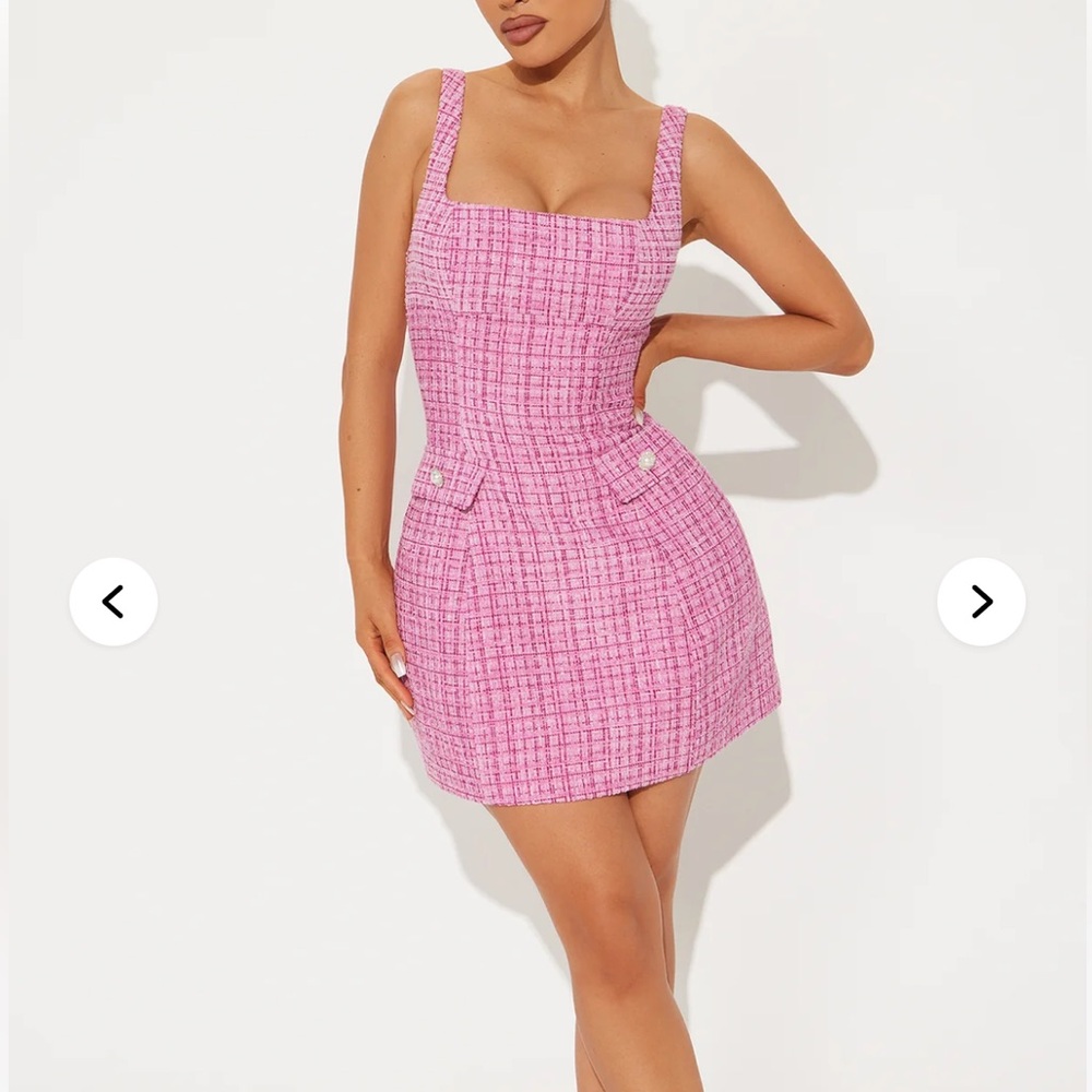 Pink Tweed Mini Dress